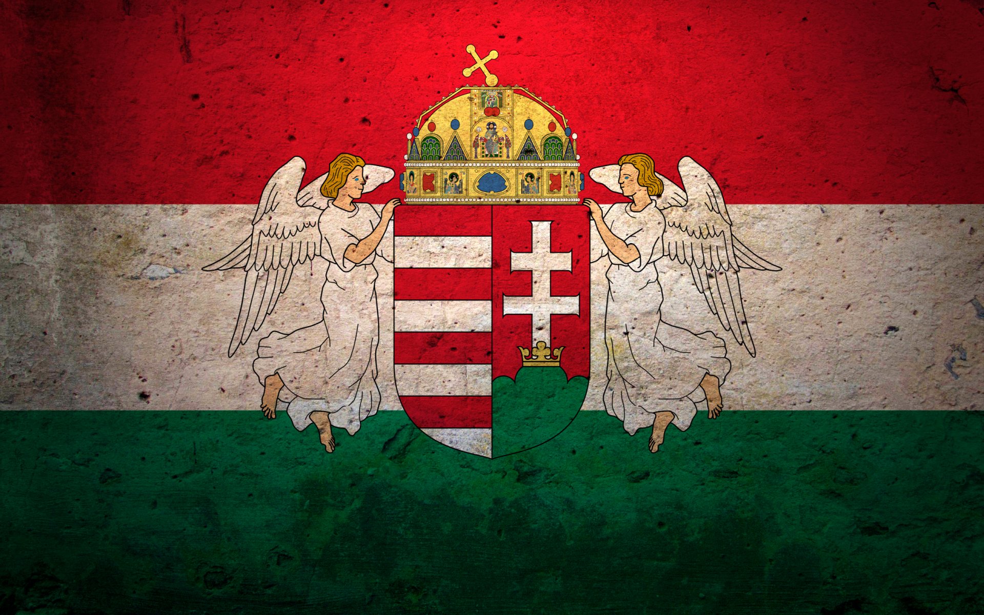 hongrie drapeau couleurs armoiries anges
