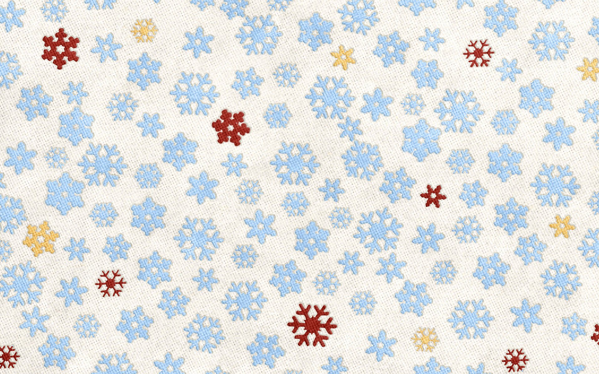 nowflakes blue red yellow white background cloth