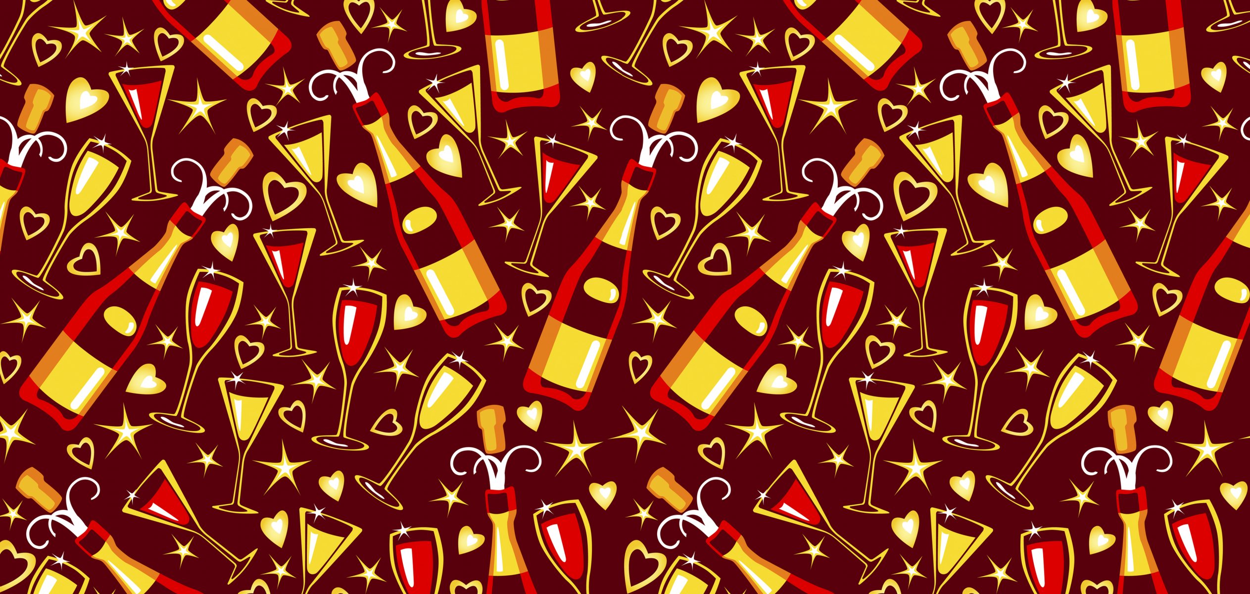 vacaciones textura copa de vino copas de vino botellas champán borgoña vector estrellas corazones