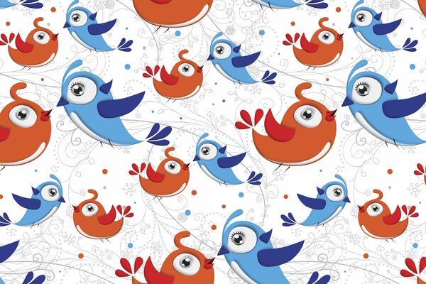 Illustration des oiseaux bleus et bruns