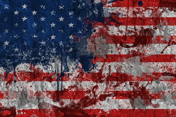 Die US-Flagge ist in hellen und satten Farben gemalt