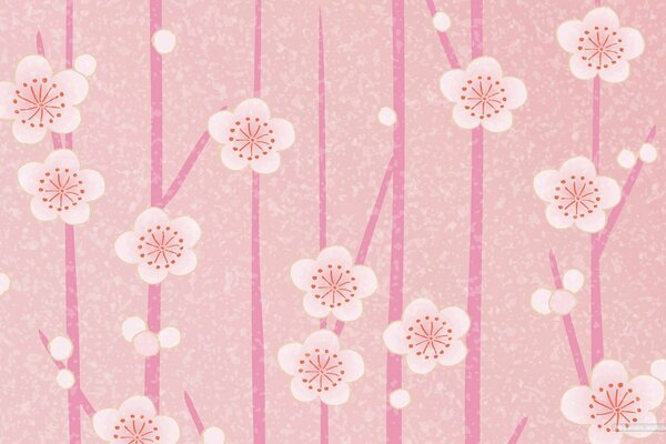 Wallpaper in the form of pink flowers