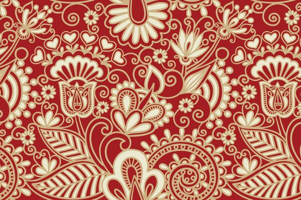 Motif floral sur fond de corail