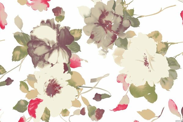 Blumen mit Farben auf weißem Hintergrund