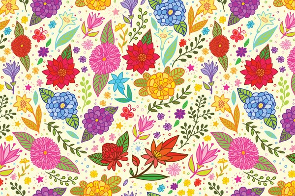 Motif dans un style pseudo-folk et une variété de couleurs