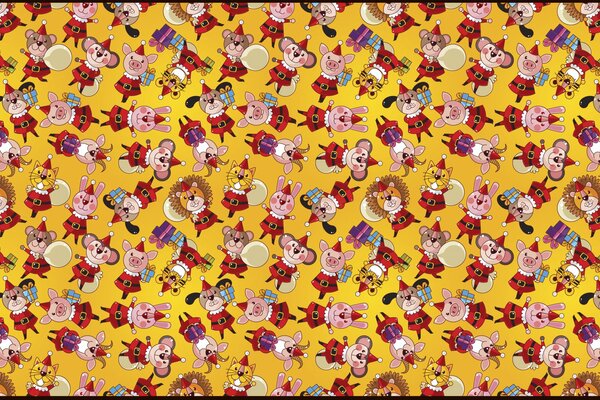 Sfondo fresco con animali su sfondo giallo