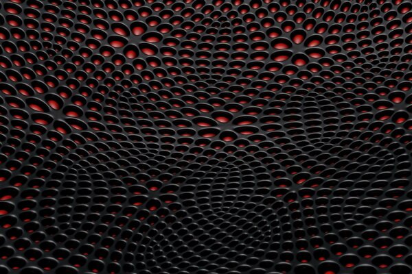 There is a black grid on the red base
