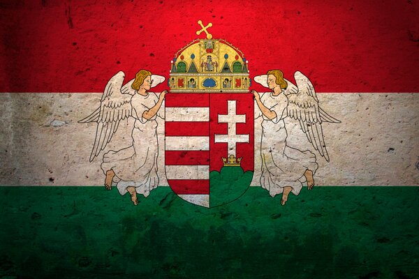 Flaga Węgier na betonowej fakturze