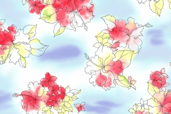 Hintergrundmuster von hellen Farben auf einem einfarbigen blauen Hintergrund