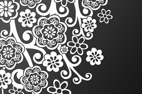 Motifs de dentelle florale noir et blanc