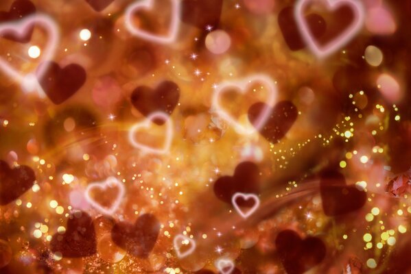 Corazones brillan en el día de San Valentín