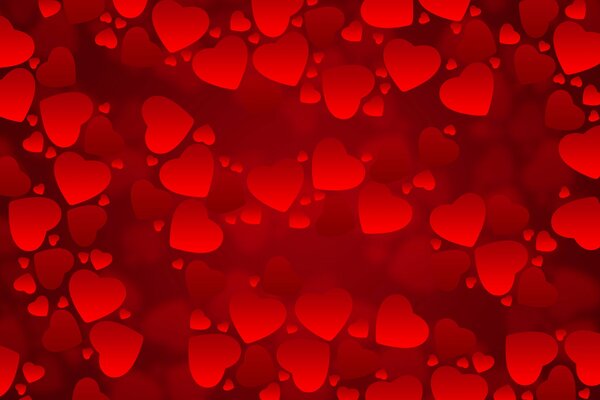 Un millón de corazones rojos de diferentes tamaños