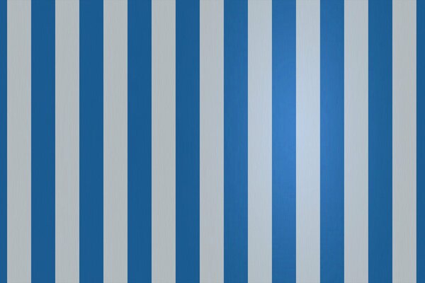The background is textured with white and blue stripes