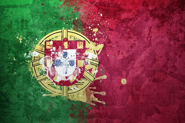 Drapeau du Portugal avec les armoiries de cette République