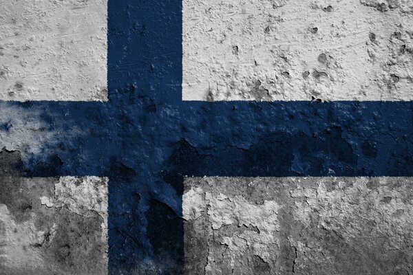 Imagen de la bandera de Finlandia en el escenario de la casa