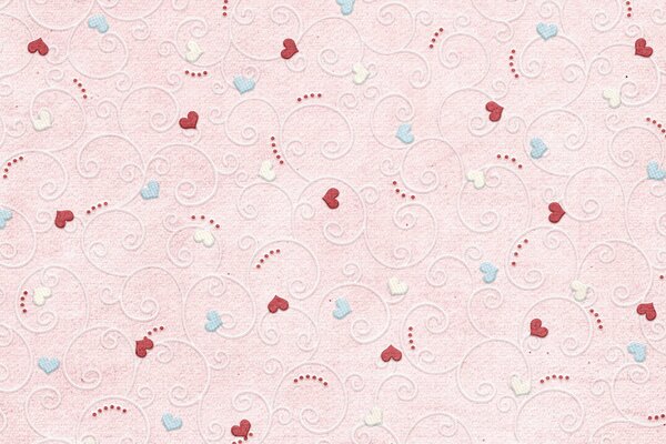 Sur fond rose coeurs avec des points