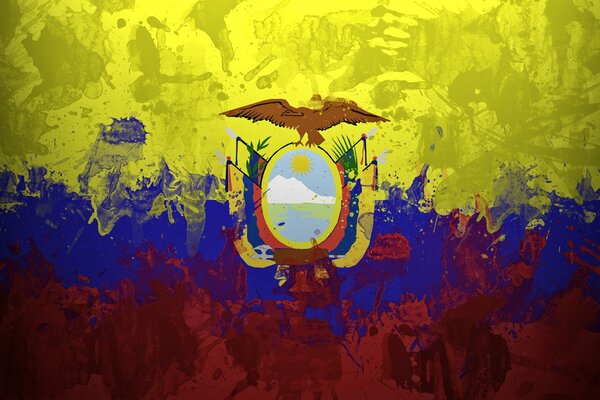 The flag of Ecuador in watercolor technique
