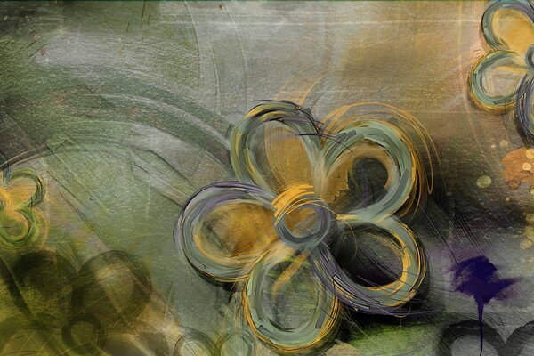 Painted flowers with yellow paints