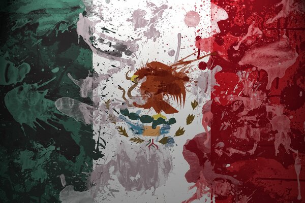 Abstraction of the Mexican flag with paints