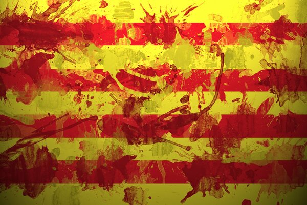 Stilisierte katalanische Flagge mit Spritzern