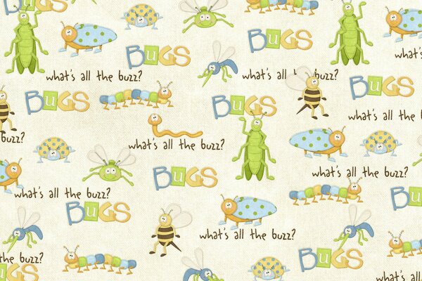 Humorous texture with bugs for children