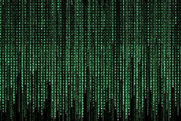 Matrix. Programmierer. Symbole auf schwarzem Hintergrund