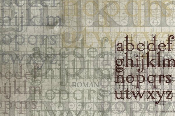 Texture of layering letters from the alphabet