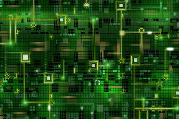 Die Netzwerkkarte. Grüne Quadrate