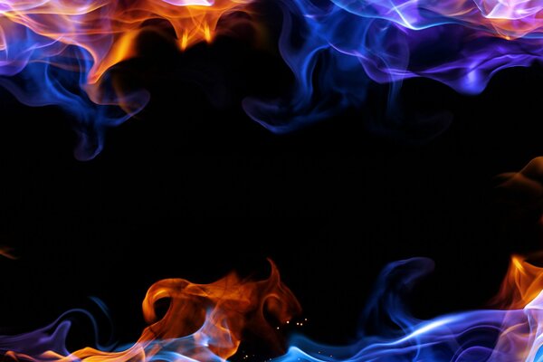 Black background with smoke and fire