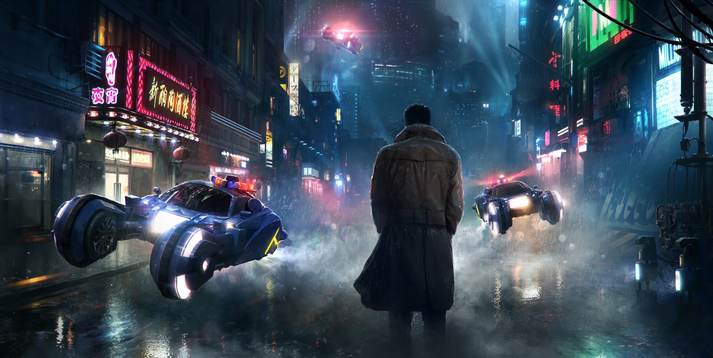 dystopia ulica przyszłość człowiek deszcz sztuka transport fikcja blade runner film blade runner