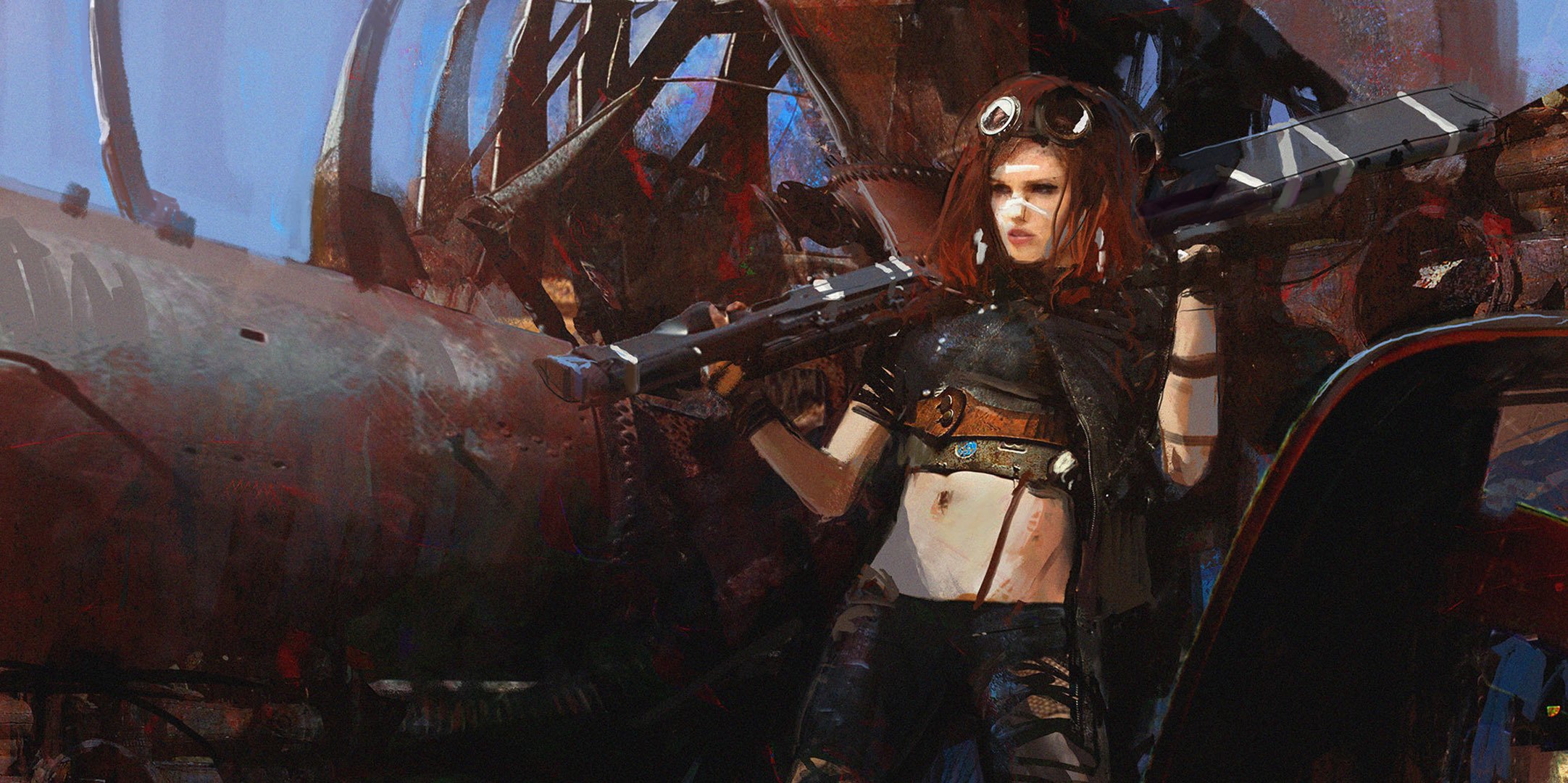 mad max fan art girl red weapon