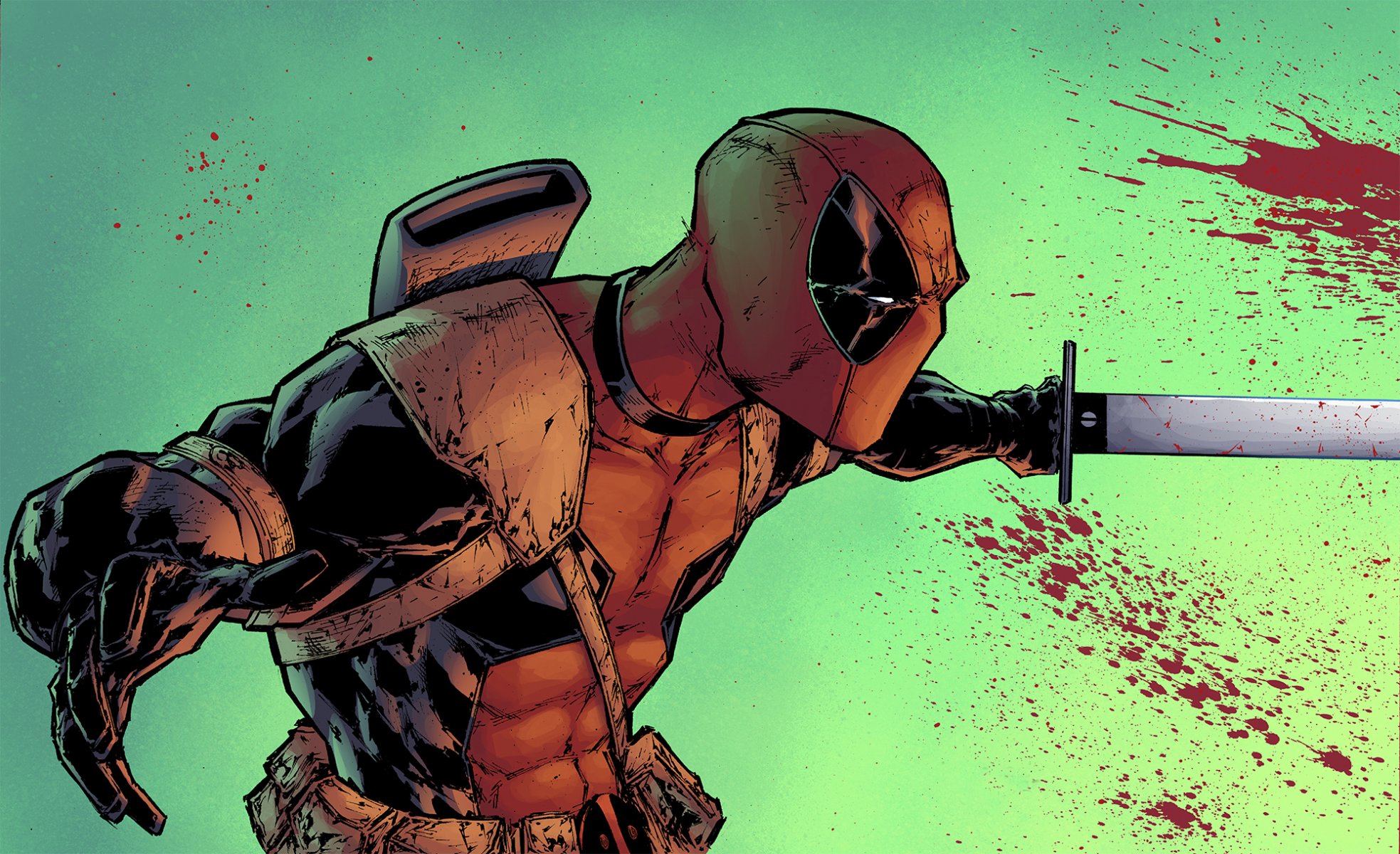 deadpool wade wilson bande dessinée méchant sang masque art épée