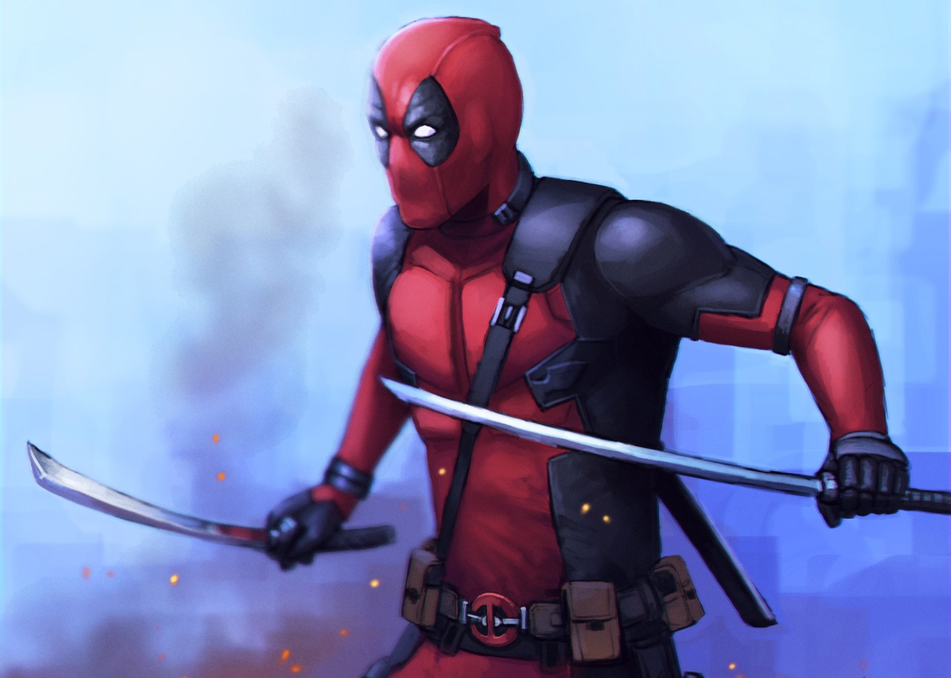 ryan reynolds deadpool méchant épée bande dessinée masque art