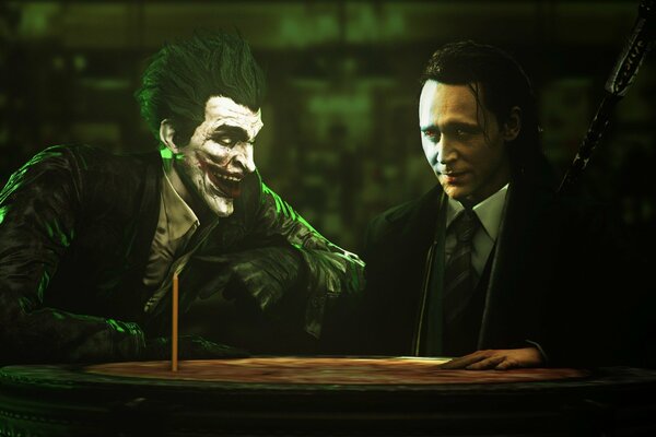 The joker Loki tries to deceive Hiddleston