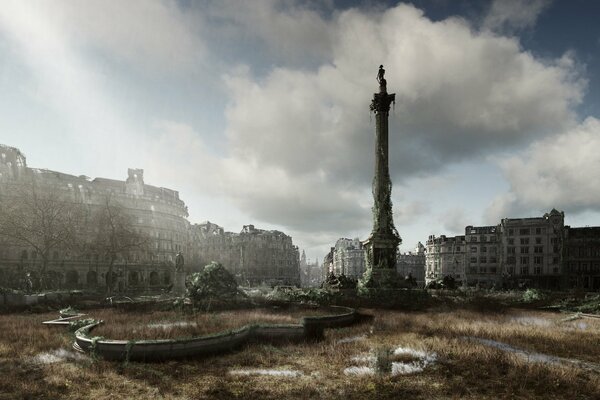 London , an urban landscape with an art object