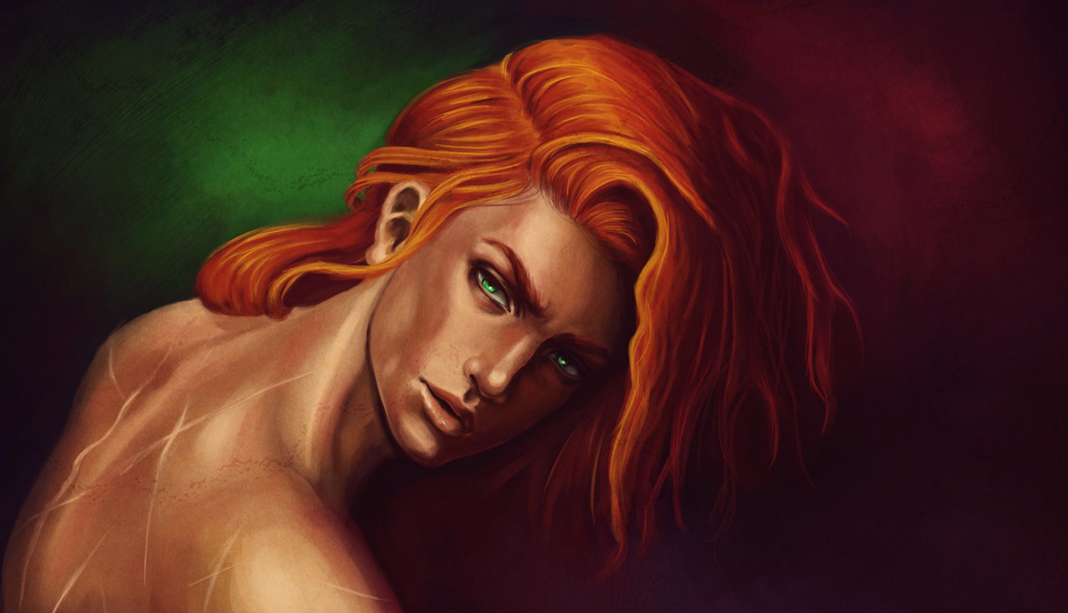 fan art nombre del viento kingkiller chronicle quout cout novio cicatrices pelirroja ojos verdes