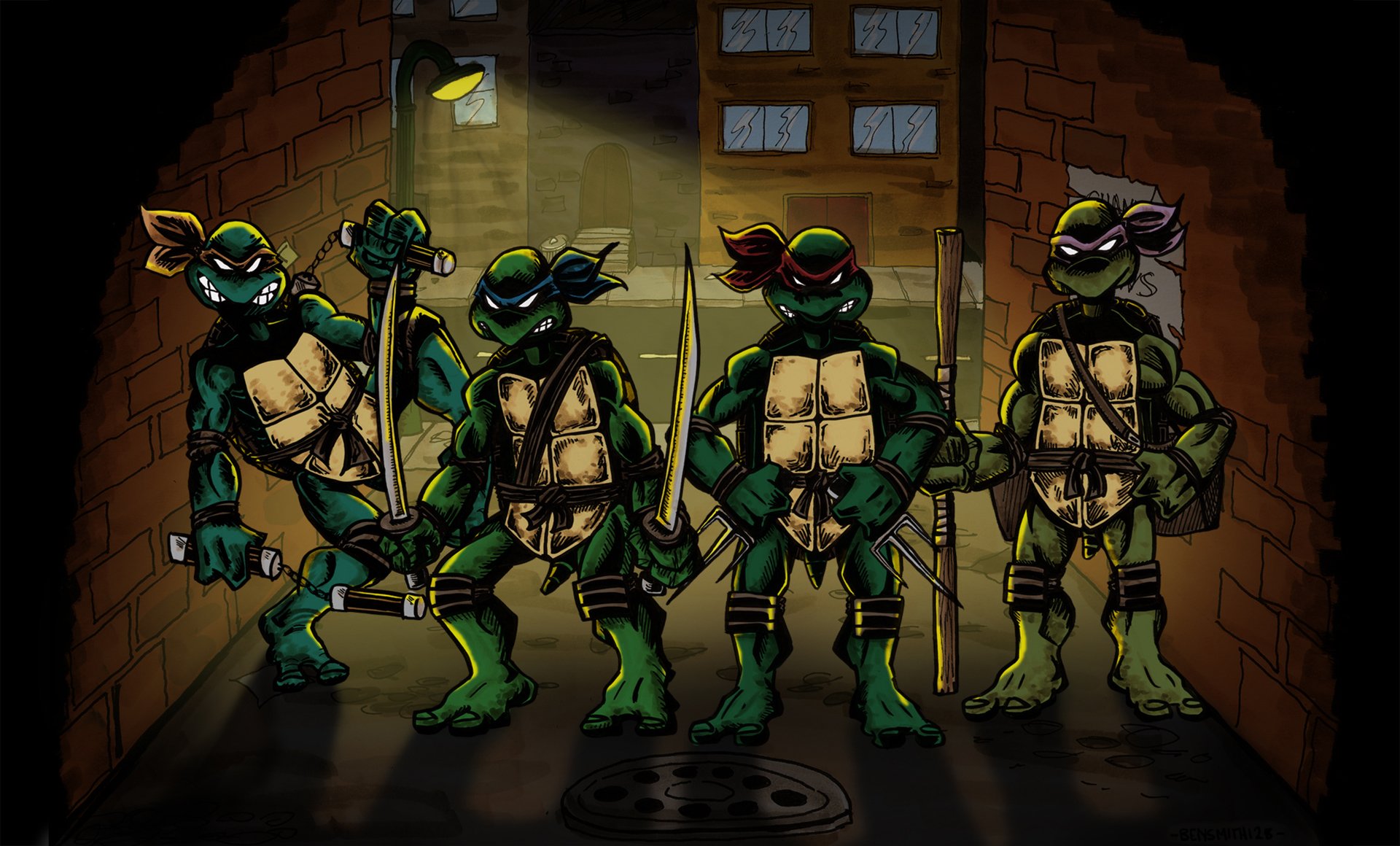 tmnt teenage mutant ninja turtles teenage mutant ninja turtles raphael leonardo michel-ange donatello rue trappe mur fanaire