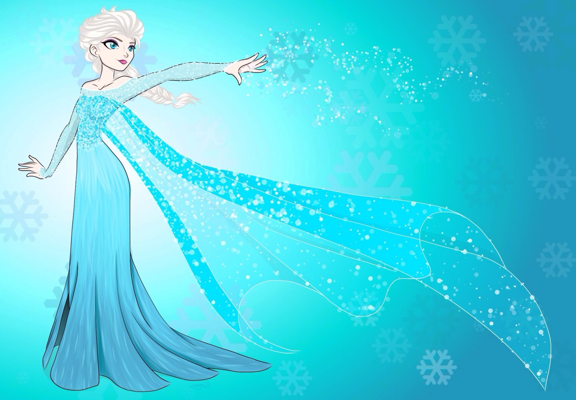 frozen cold heart queen elsa dress snowflakes background