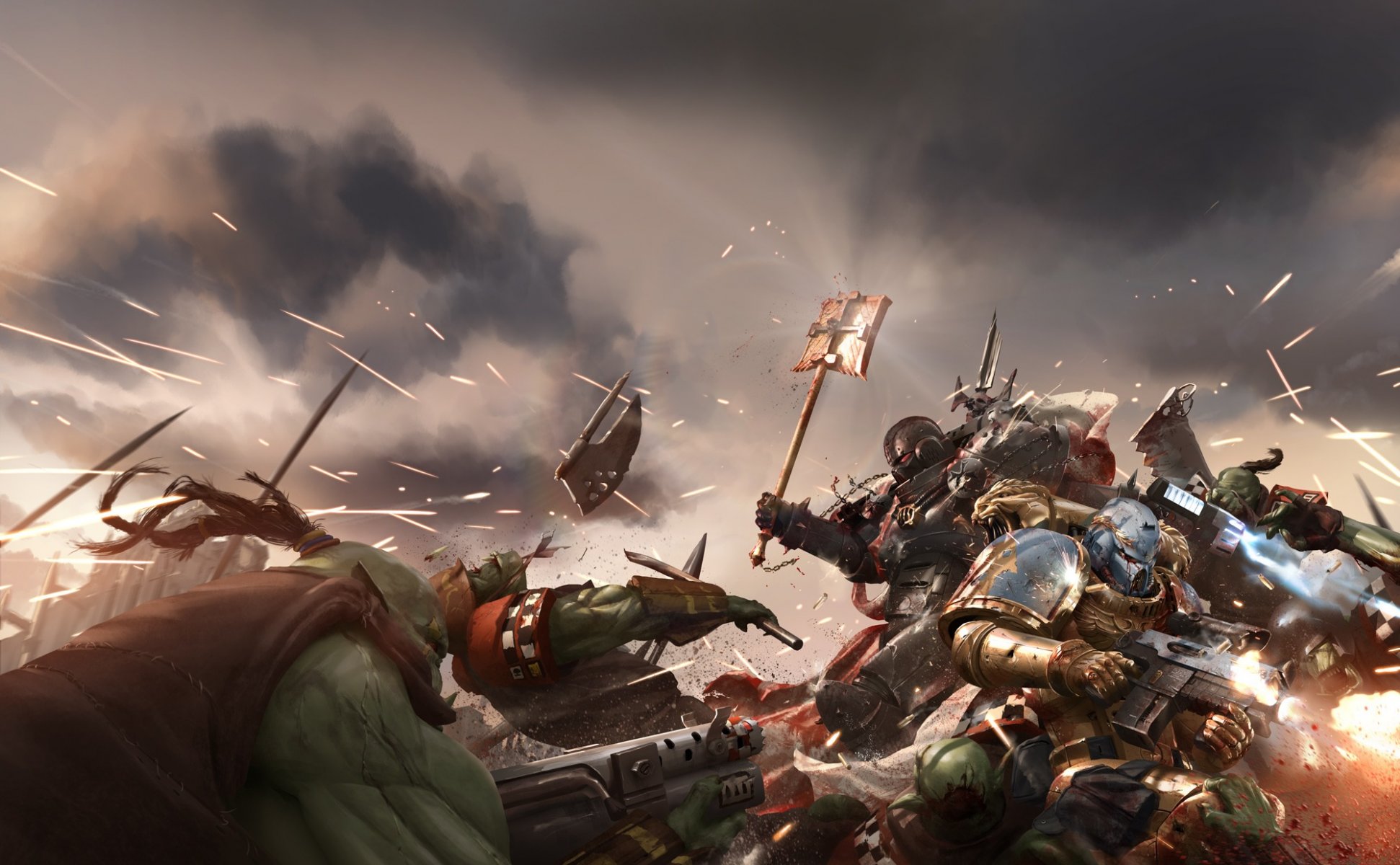 warhammer 40k wh40k warhammer fight battle space marine ork orks art war