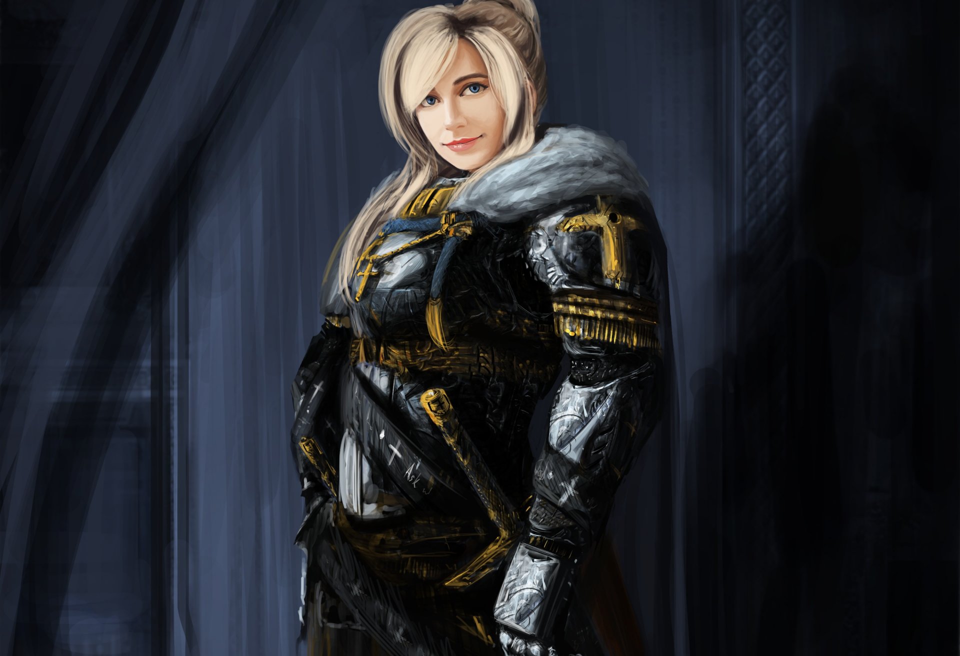 art fille armure paladin croix