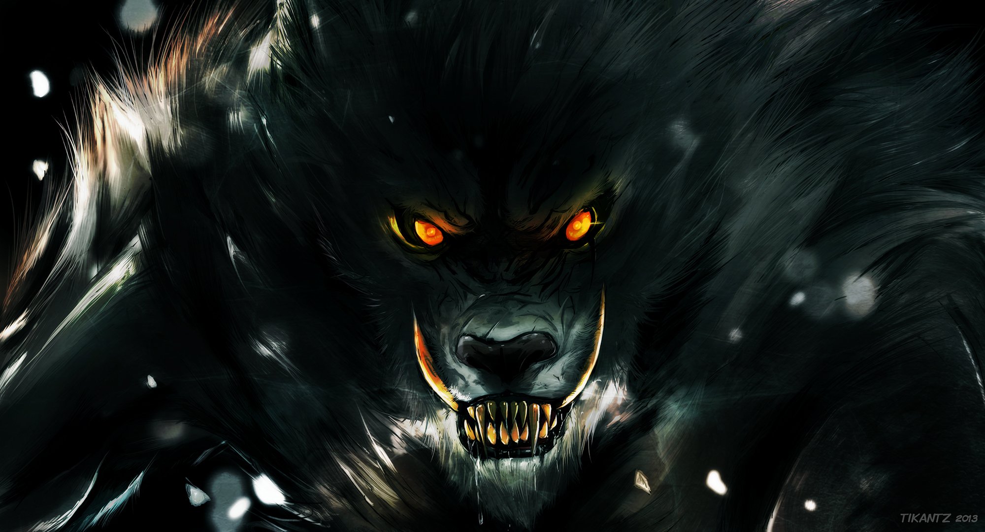 art werewolf face fang