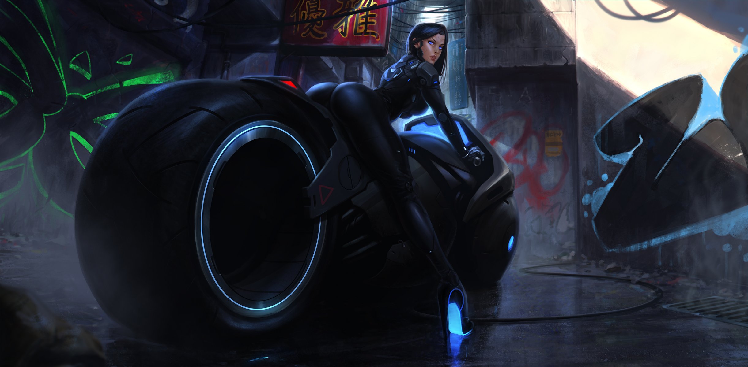 ragazza arte fantascienza cyberbike bicicletta cyberpunk moto cyborg culo piedi culo giappone