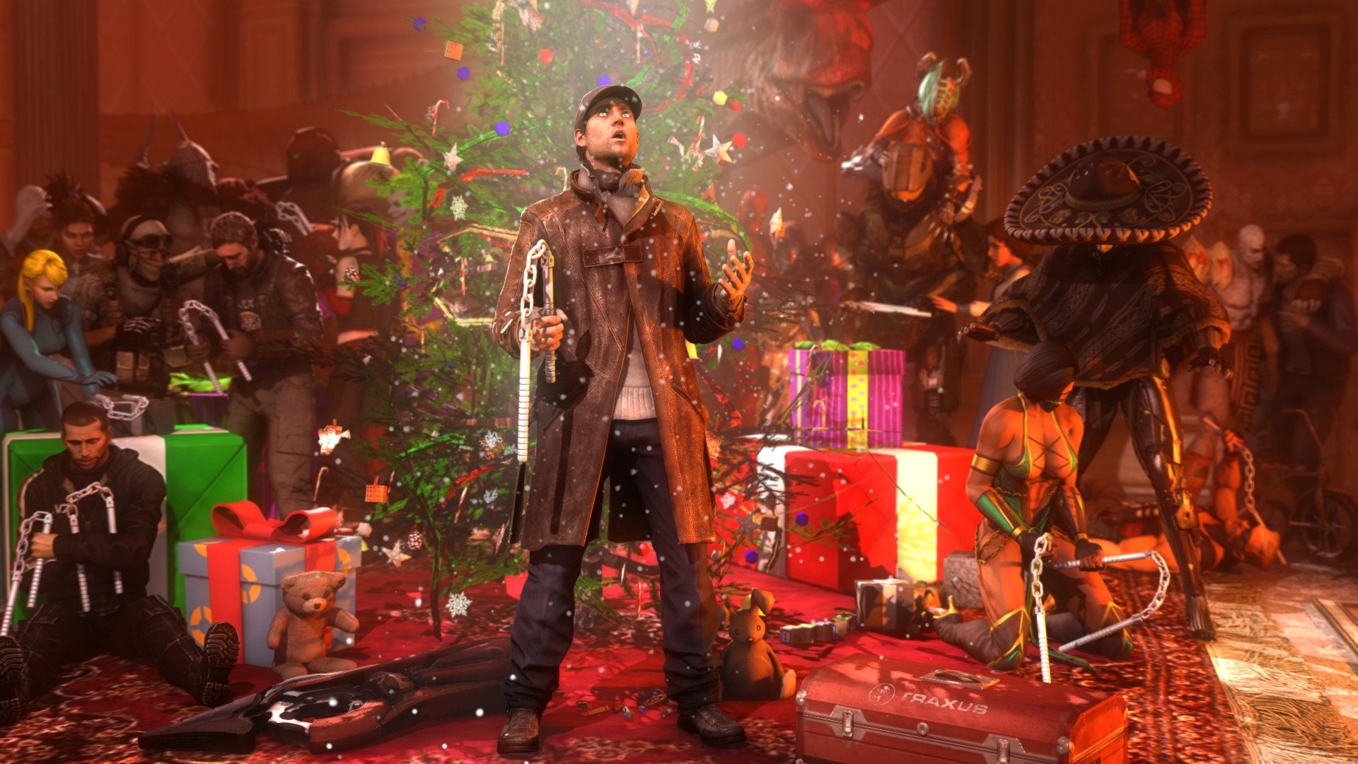 aiden pearce watch dogs new year christmas holiday gifts christmas tree master chief halo mass effect shepard jade mortal kombat crossover metal gear rising: revengeance mgr raiden cyborg ninja