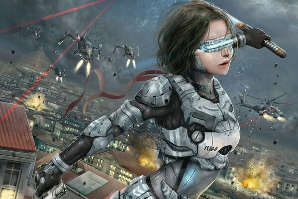 La guerra del futuro chica con Katana