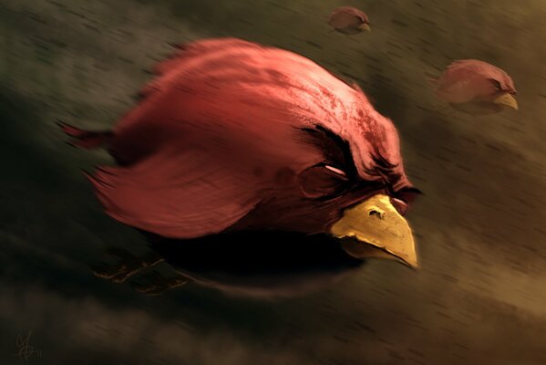 Disegno di angry red bird Angry Birds in volo