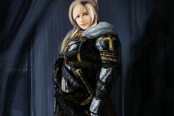 Paladin girl in armor with a sword