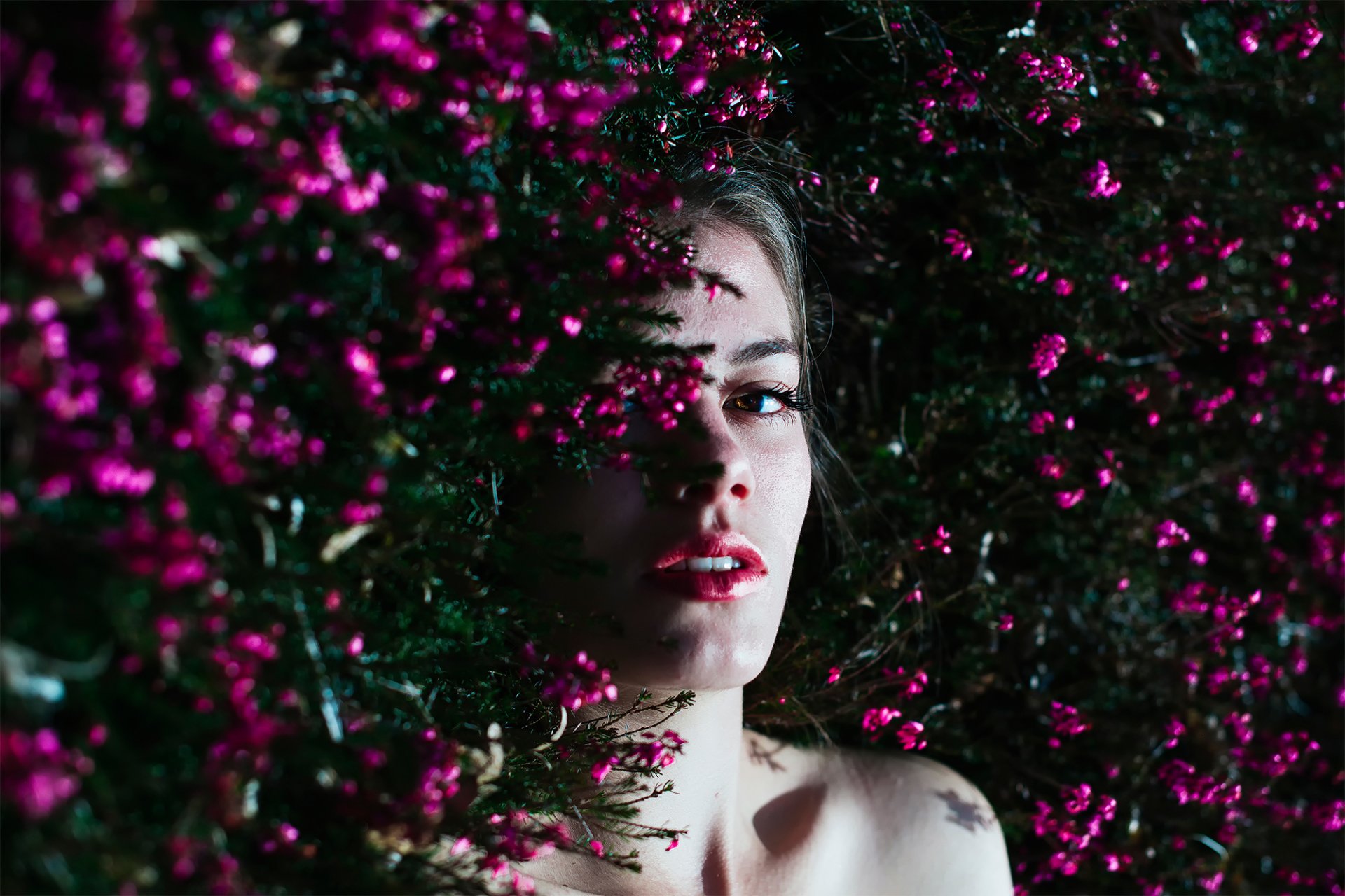 delicate girl make-up bokeh flower