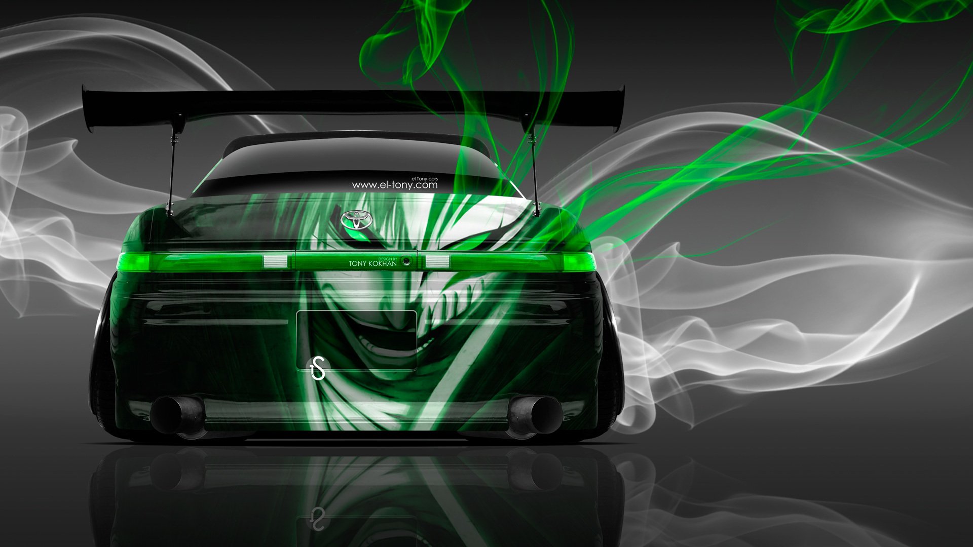 tony kohan toyota mark2 jzx90 jdm anime aerógrafo lejía humo deriva estilo el tony coches atrás coche photoshop tuning fondos de pantalla toyota mark2 90 cuerpo jadem anime lejía smok verde arte