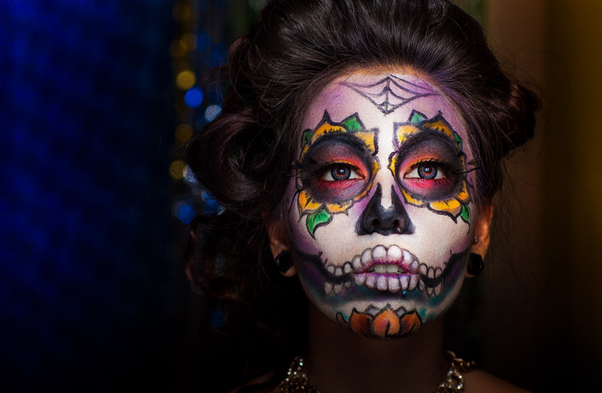 girl dia de los muertos day of the dead face paint style