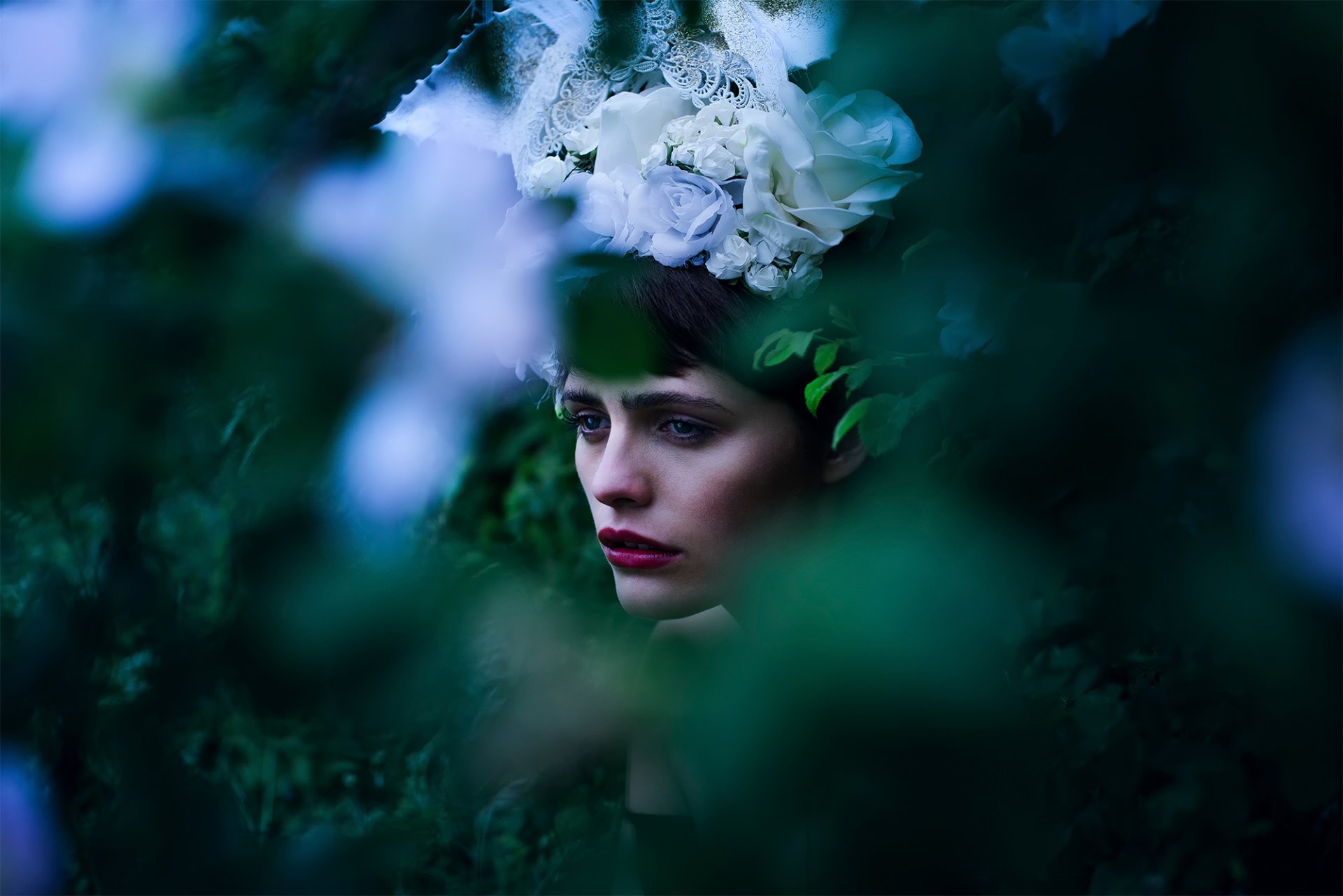 maybe it was peace at last girl make-up flower green bokeh